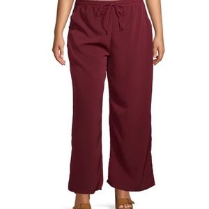 French Laundry Womens Size 3X Dress Pants Drawstring Pockets Pallazo Burgundy